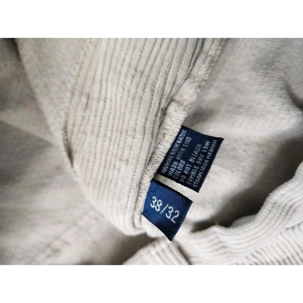 Polo Ralph Lauren Andrew Pants Mens 38x32 Beige Corduroy Cords Two Pleat VTG